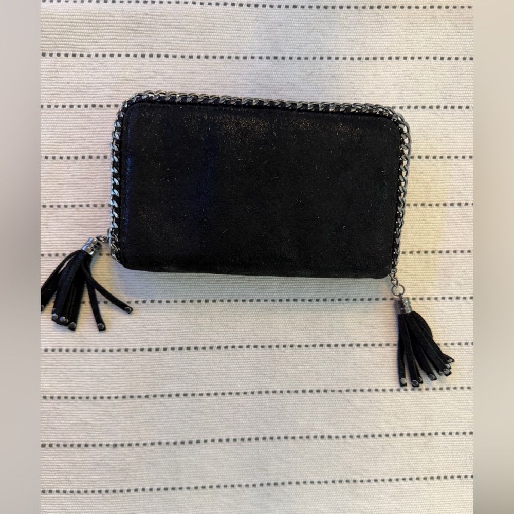 Black Wallet with Tassel Accents